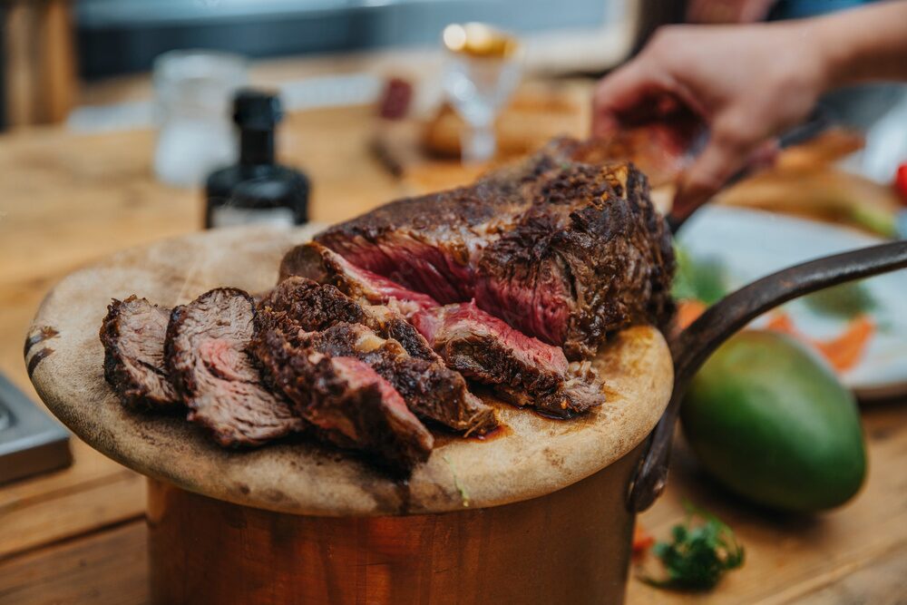 Beef from the farm at the table